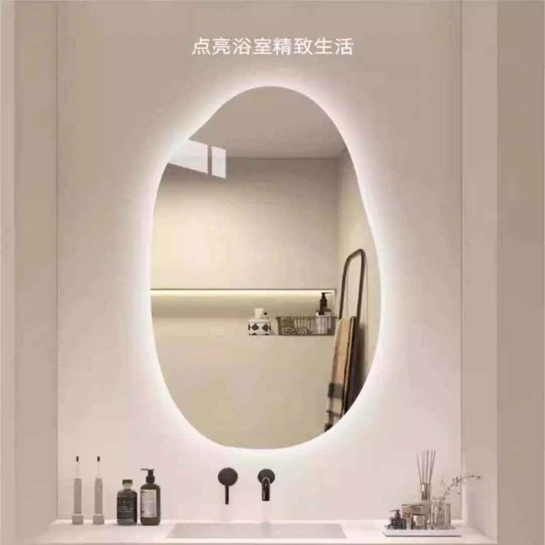 Special-shaped bathroom mirror with light bathroom smart bathroom mirror hanging on the wall irregular