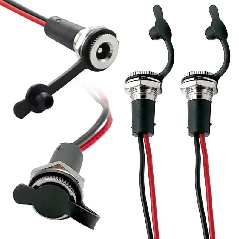 

DC-099 Waterproof DC Power Socket 5521 / 5525 DC Female Jack Connector Adapter with Wire Cable 15cm & Nut Snap