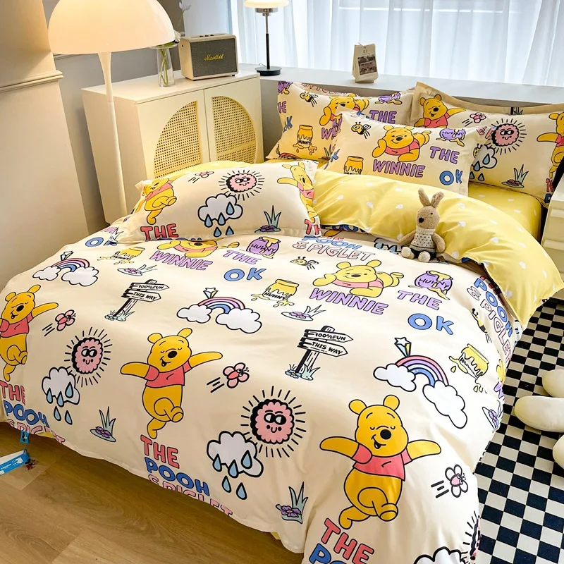 Disney Mickey Minnie Lotso Bedding Set Duvet Cover Bed Sheet Pillowcase Bedsheet Double Single King Queen Twin Size Home Textile