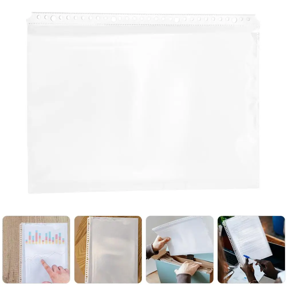 20 Pcs A4 Clear Sleeves Transparent PP Binder Document Pockets Folder Inner Pocket Waterproof File Folder Loose Leaf Organizer