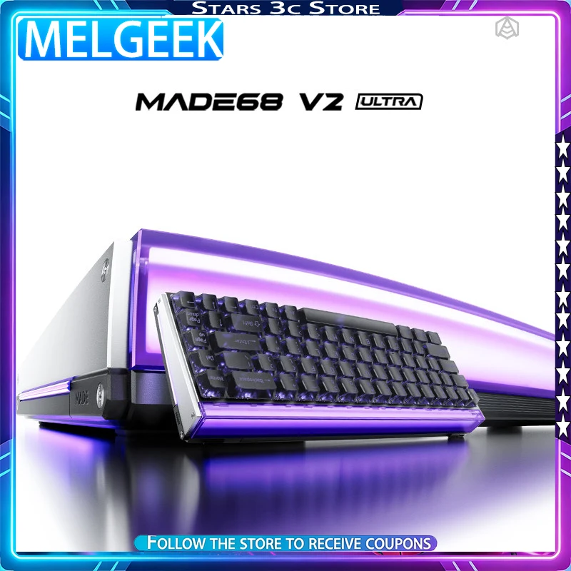 MELGEEK MADE68 V2 ULTRA Hall Effect Keyboard Panoramic Light Curtain Lightbox Low Latency Gaming Keyboard PC Accessory Gamer