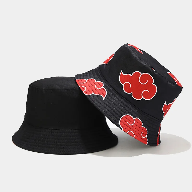 Rimiut Red Cloud Anime Cartoon Embroidery Bucket Hat Cotton Custom Men Women Sun Protect Fishing Hats LOGO Summer Caps