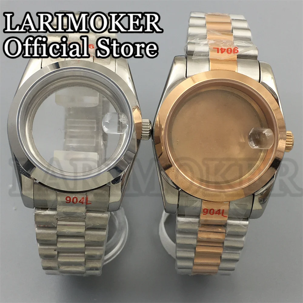 

LARIMOKER Curved polished 36mm/39mm Stainless Steel Bracele sapphire glass case For NH35 NH36 ETA2824 PT5000 automatic movement