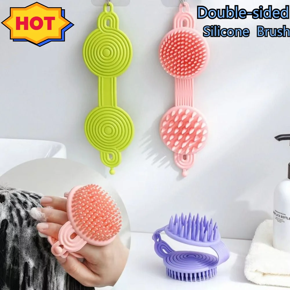 

Styling Tool Double-Sided Head Massage Brush Soft Portable Slicone Hair Massage Comb Mild No odor Scalp Brush Comb