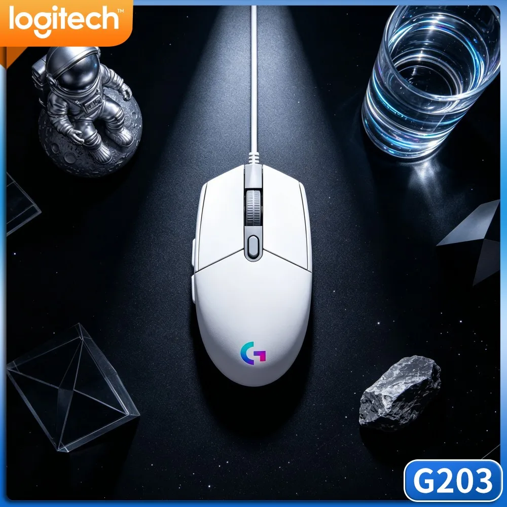 Logitech G203 Wired Gaming Mouse Tunable DPI Soft RGB Glow Stable USB For Desktop Notebook Daily Office Work