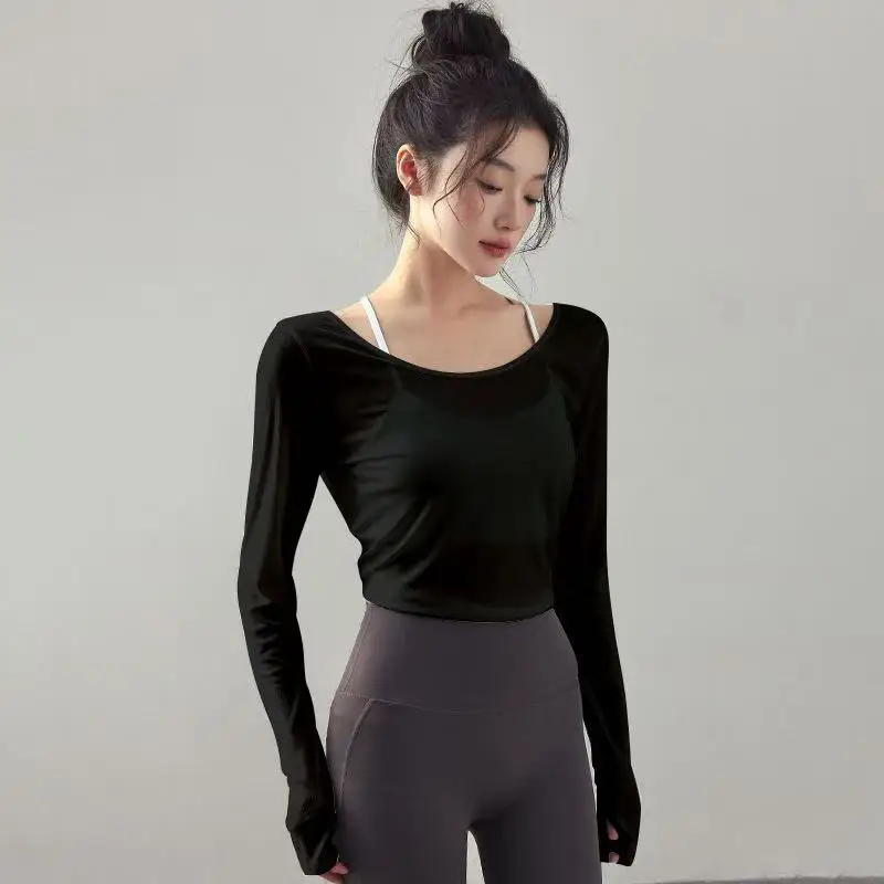 

Yoga Suit Long Sleeved Top, Women's Beautiful Back Strap, Sports Training Cover