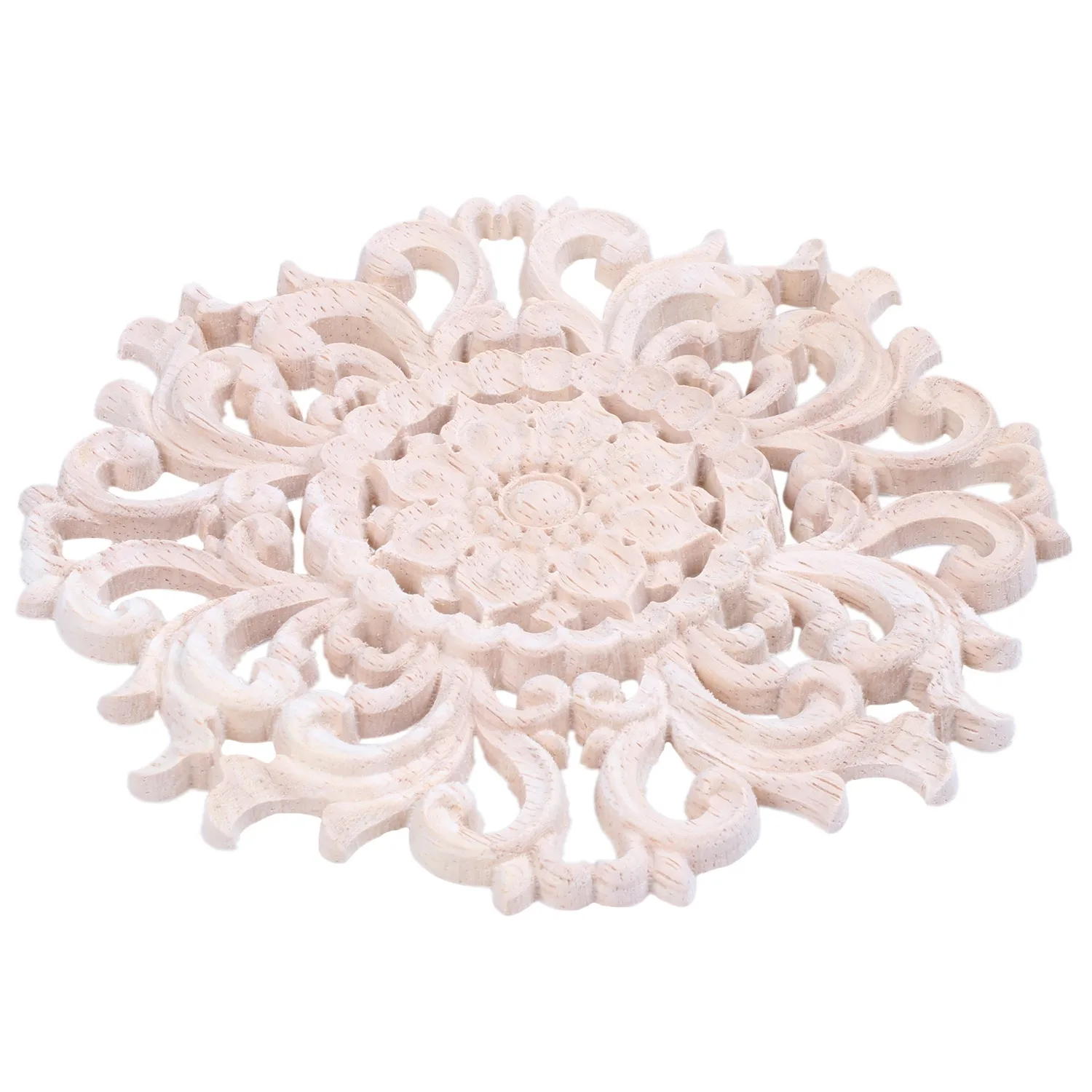 Lots Wood Carved Long Onlay Applique Unpainted Flower Walls Cabinets Door Decor Type:15cm Type A