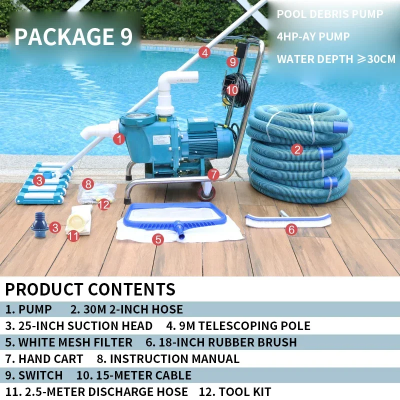 220V Swimming Pool Vacuum Cleaners, Fish Pond Bottom Suction Pumps, Underwater Vacuum Cleaners and Cleaning Equipmen(Customized)