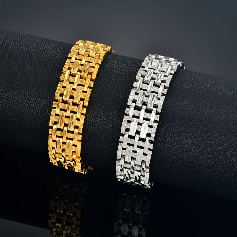 

Trendy 20cm Thick Chain Link Bracelet For Women And Men Gold Color Copper Hand Chain Fashion Jewelry