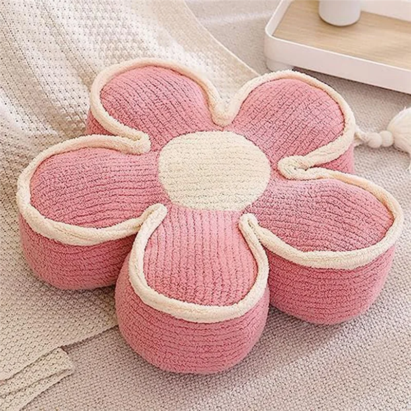 M02K-花枕花の形のスローピロー美的フロアクッションかわいいシートクッション装飾枕ベッドソファ用ピンク