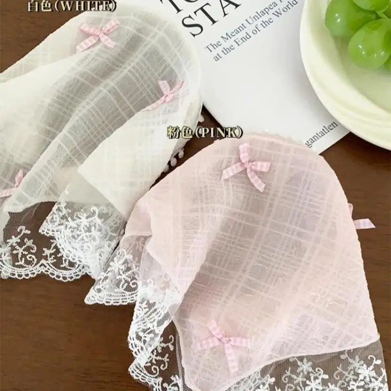 

French Pastoral Style Triangle Hair Band Korean Ins Lace Hair Scarf For Women Strap Hair Bag Headscarf Retro Travel Headband