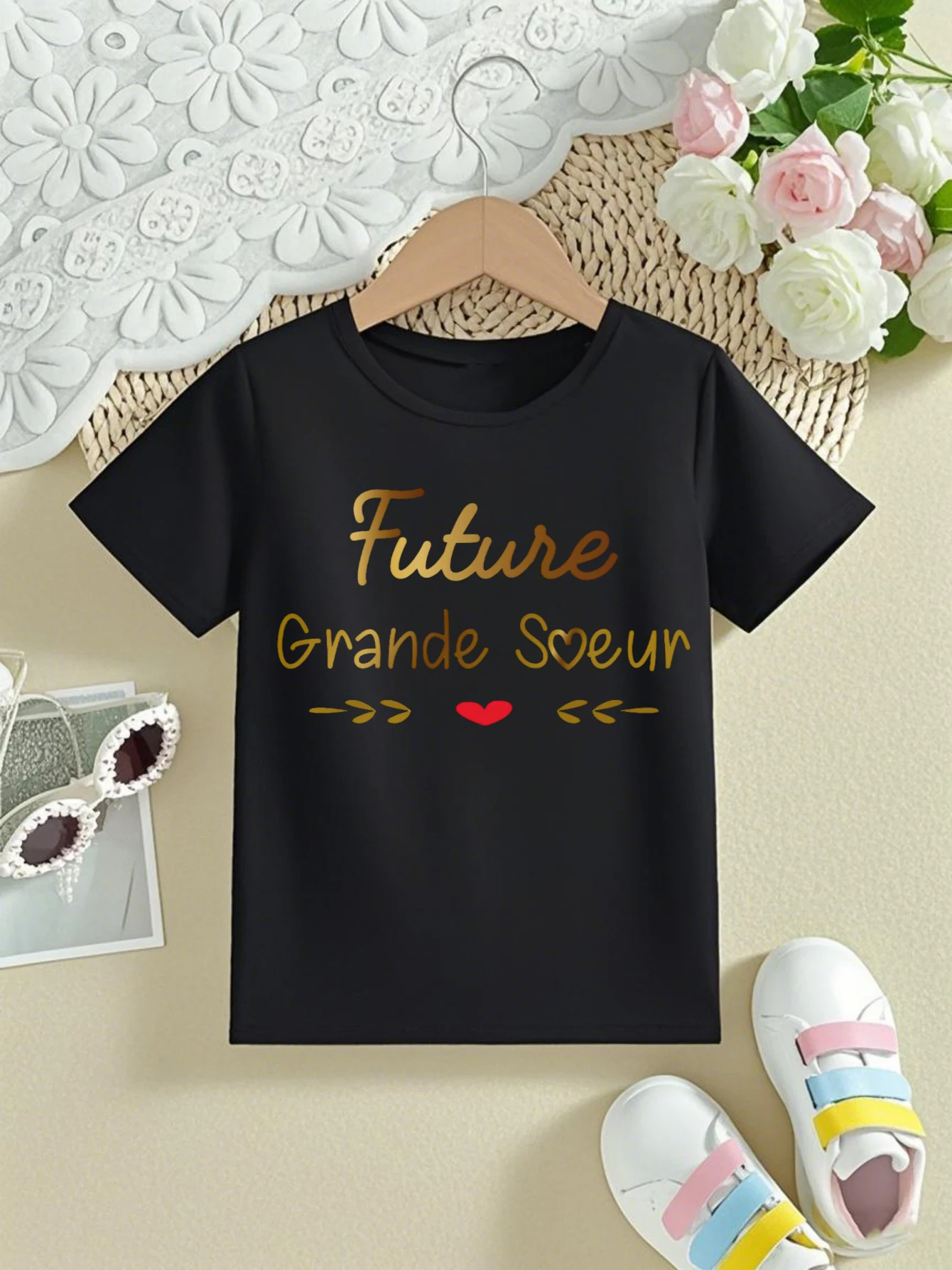 

Future Big Sister Loading Printed T Shirt Girls Pregnancy Announcement Shirt Kawaii Kids Clothes Summer Short Sleeve Shirt
