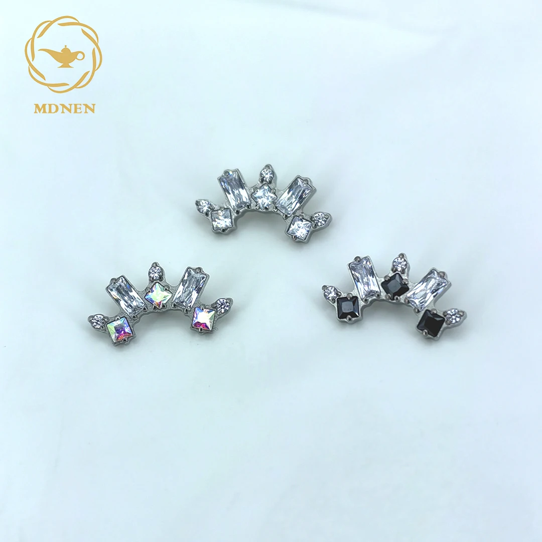 MDNEN ASTM F136 Titanium Internally Threaded Quadrate Zircon Splicel Crown Anchor Top for Labret Boby Piercing Bases Jewelry