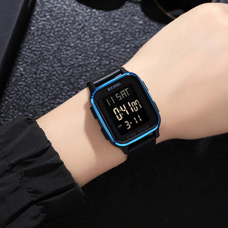 ใหม่นาฬิกาสปอร์ตกันน้ำ skmei นาฬิกาข้อมืออิเล็กทรอนิกส์สำหรับผู้ชายจับเวลา2เวลานาฬิกาดิจิตอลจับเวลาผู้ชาย