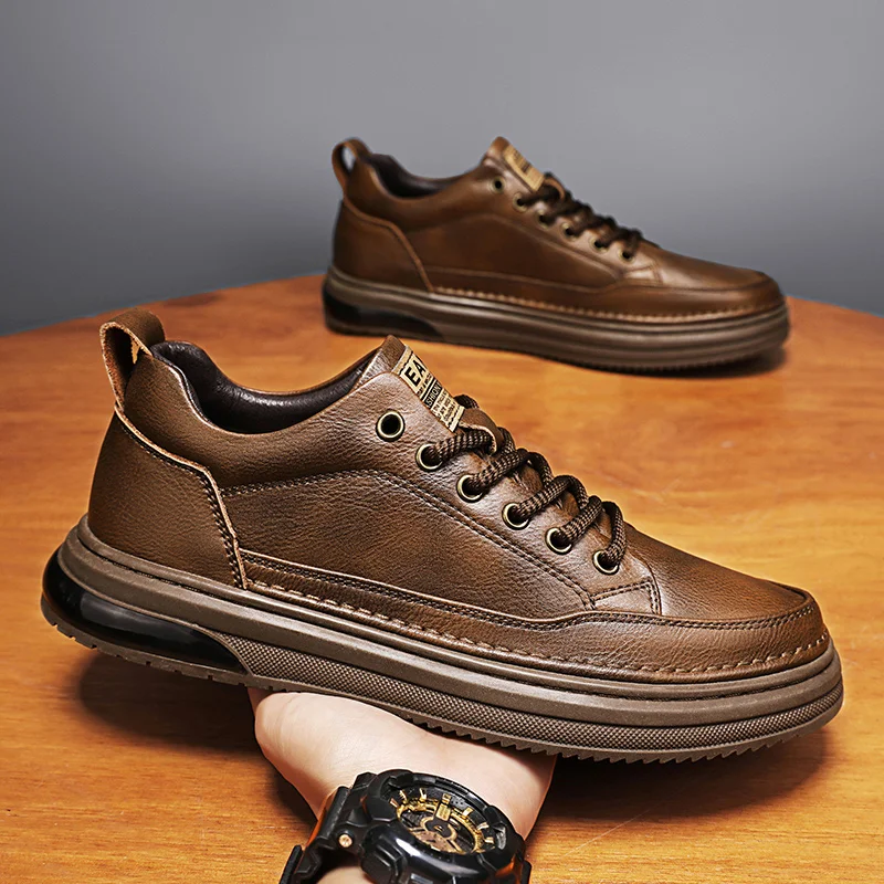 Genuine Leather Casual Shoes for Men Shoes Design Sneakers Male Comfortable Cow Leather All-match Comfortable Skate Shoes Man