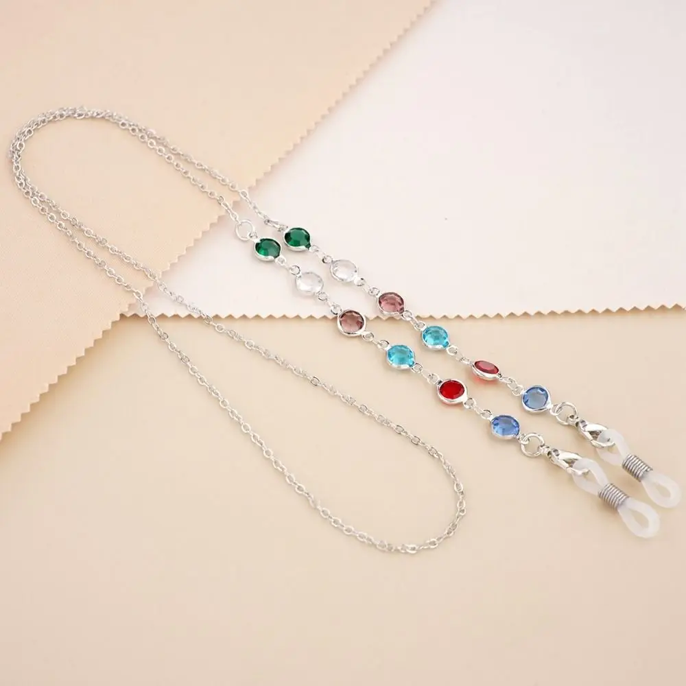 Neck Strap String Metal Chain Colorful Rhinestone Beads Chain Spectacle Cord Sunglasses Chains Metal Glasses Chain Mask Chain