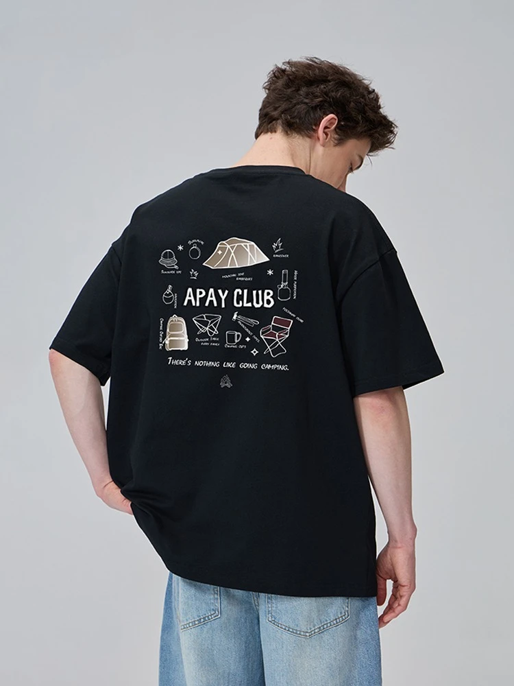 

2025 модная футболка с короткими рукавами и мультяшным принтом, мужская летняя модная брендовая футболка из чистого хлопка, повседневный свободный топ с круглым вырезом для велоспорта