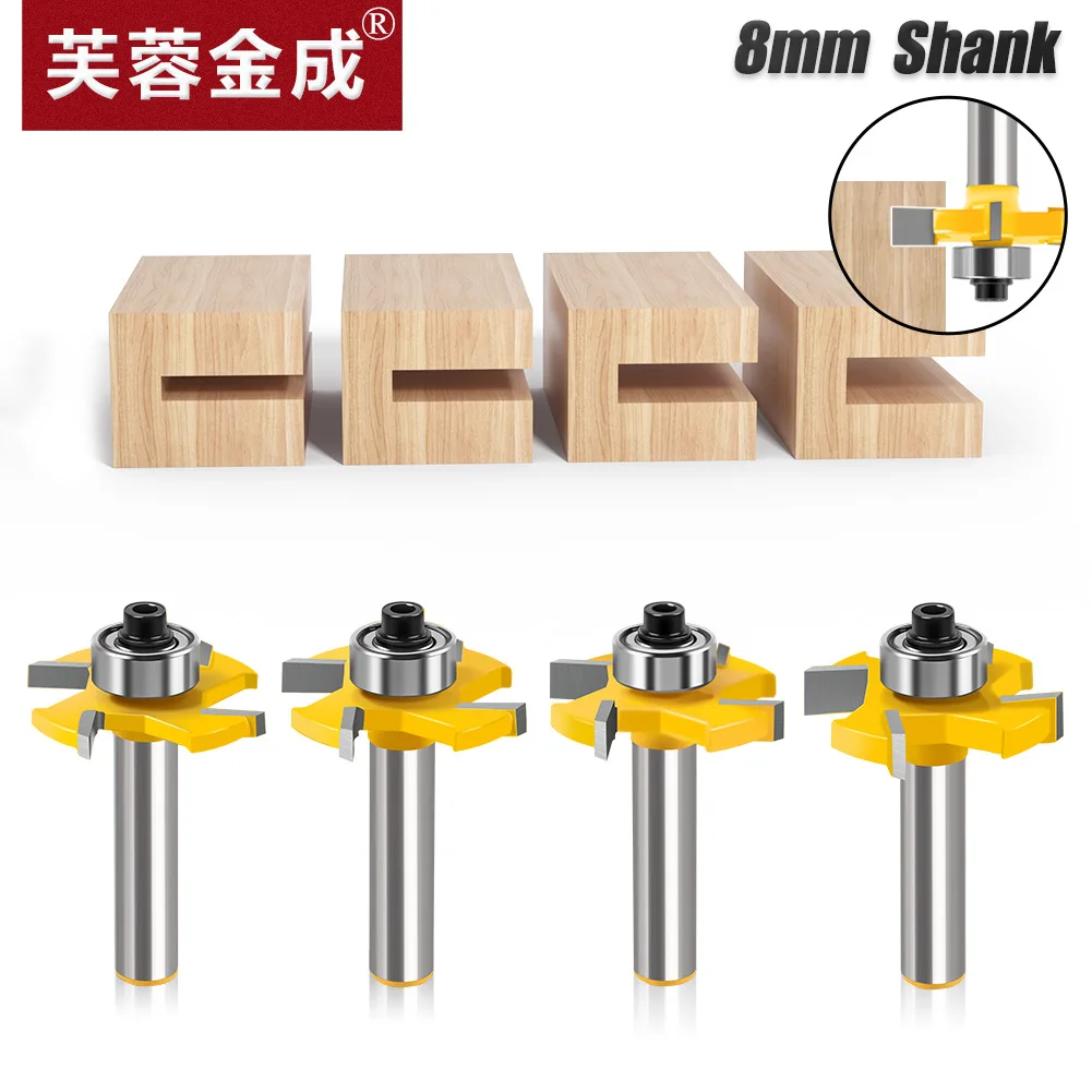 4-blade Ball T-cutter 8-handle Woodworking Milling Cutter Slotting Knife Slotting Knife Alloy Head Trimming Machine Head