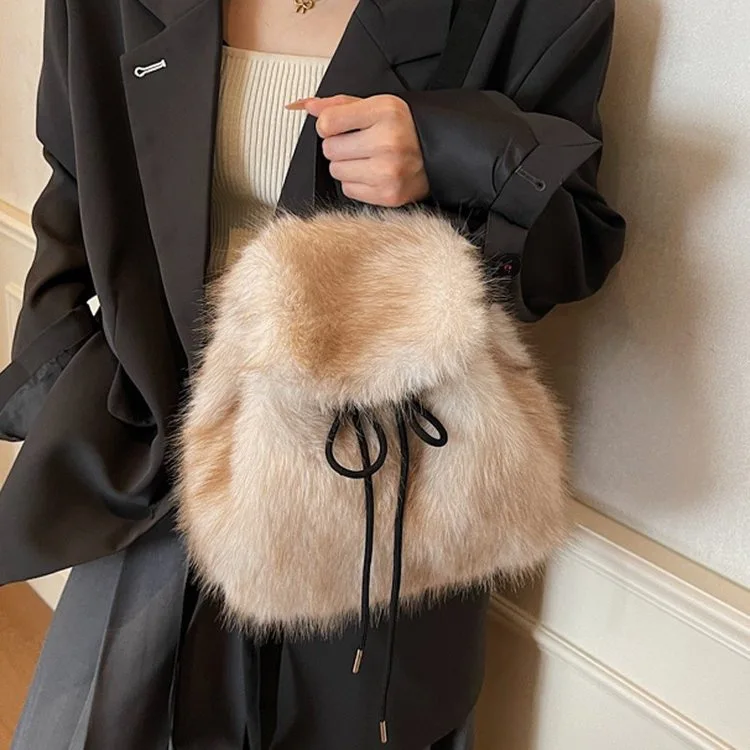 حقيبة ظهر نسائية فروي فاخرة 2025، محفظة أنيقة جدًا بحزام قابل للتعديل، حقيبة دلو برباط واسعة للعمل وعطلة نهاية الأسبوع