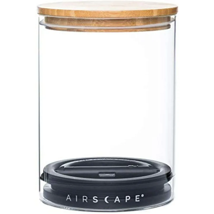 

AirScape Glass Food Storage Canister with US Patented Airless Inner Lid and Bamboo Top Lid for LongLasting Freshness Preservati