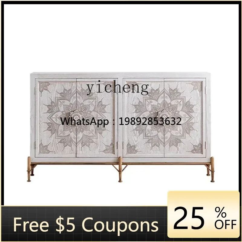 

U6 partition cabinet French shoe cabinet foyer solid wood dining side cabinet white entrance table