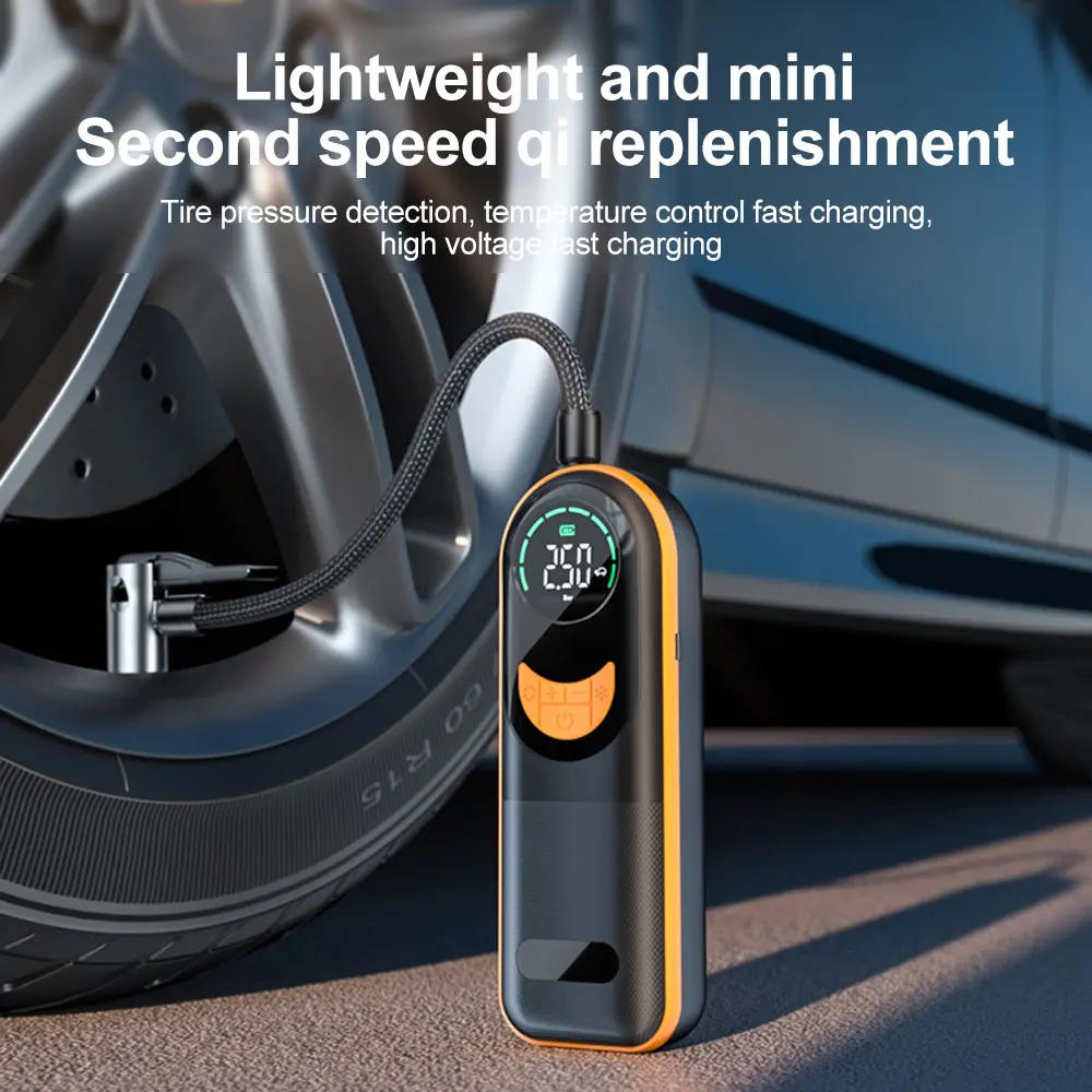 

Electric Car Tire Inflator with LED Light Portable Air Pump Wireless Tire Air Compressor for Vehicle Truck Motorcycle Bike Ball