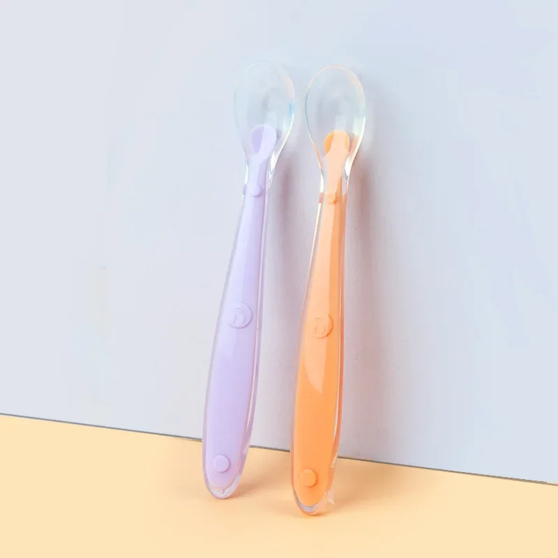 Baby Silicone Soft Spoon Training Feeding Spoons for Children kids Infants Temperature Sensing Rice Paste Spoon