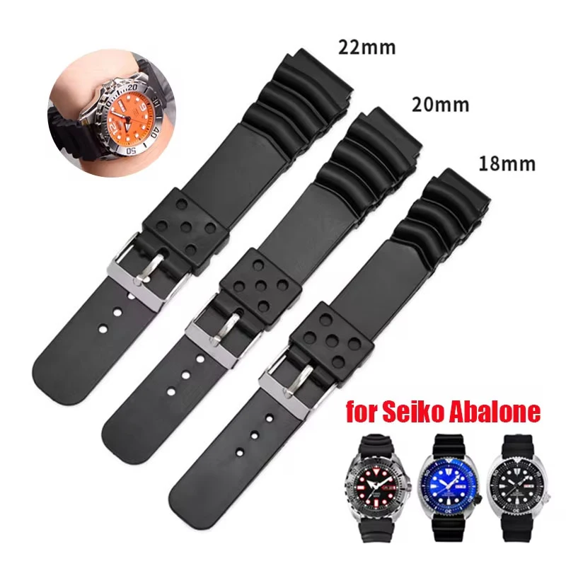 Diving Silicone Watch Band for Seiko Prospex SKX007 MM007 SPR009 Water Ghost Soft Rubber Wristband 18/20/22mm Men Sport Bracelet