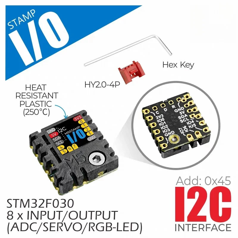 Official M5Stack STAMP IO Expansion Board STM32F030 Supports Configurable Digital Input/Output