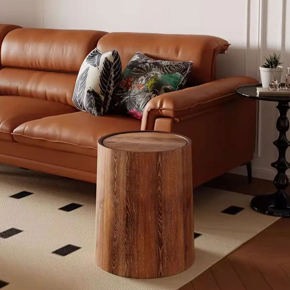 

Imitation Wood Grain Trash Can 15L Large Capacity Flip Lid PP Material Kitchen Bathroom Bedroom Office Garbage Bucket Waste Bin