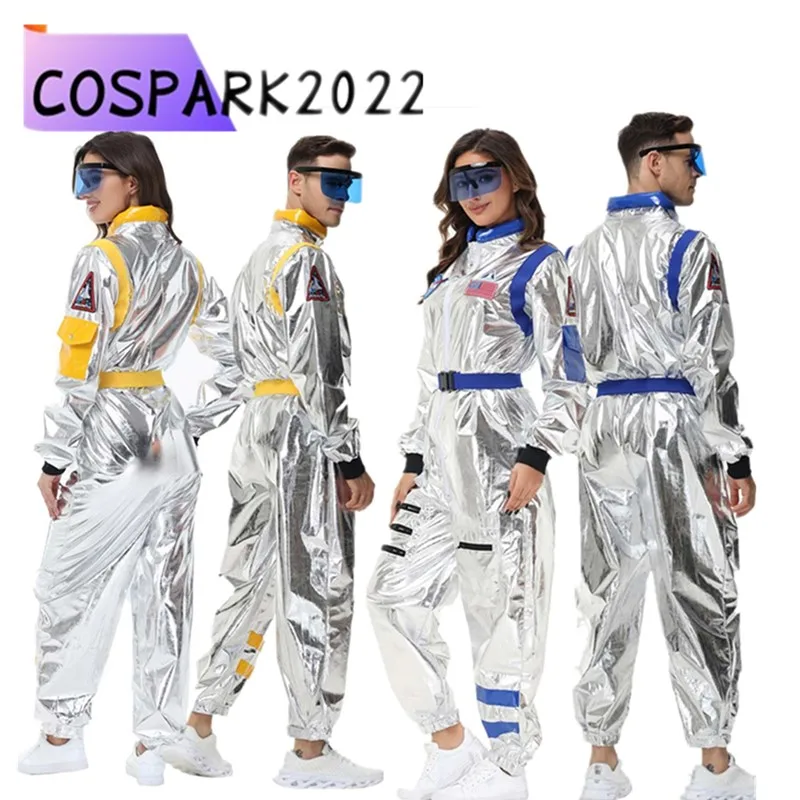 Fantasia-Disfraz de astronauta plateado para adultos, mono de astronauta para hombres y mujeres, ropa espacial, trajes para fiesta de Carnaval y Halloween