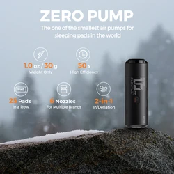 FLEXTAIL ZERO PUMP - 30g Portable Camping Air Pump Electric Inflator for Sleeping Pads, 1 Rechargeable Battery Included