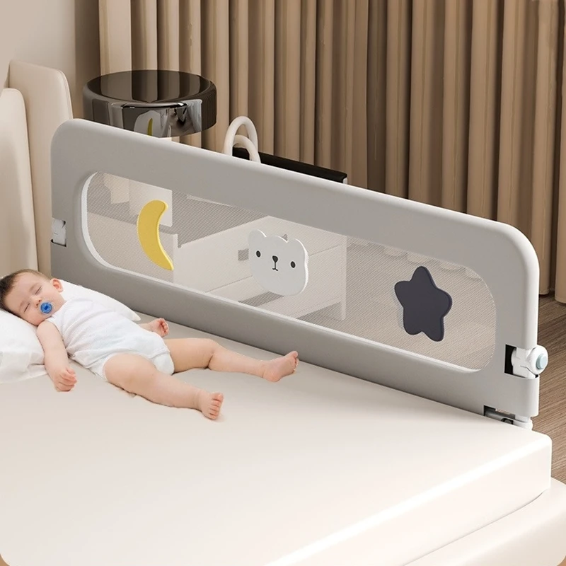 1Pcs Children Bed Barrier Fence Safety Guardrail Sleeping Prevent Falling Railings Anti-Fall Baby Crib U-Shaped Base Fully Fold