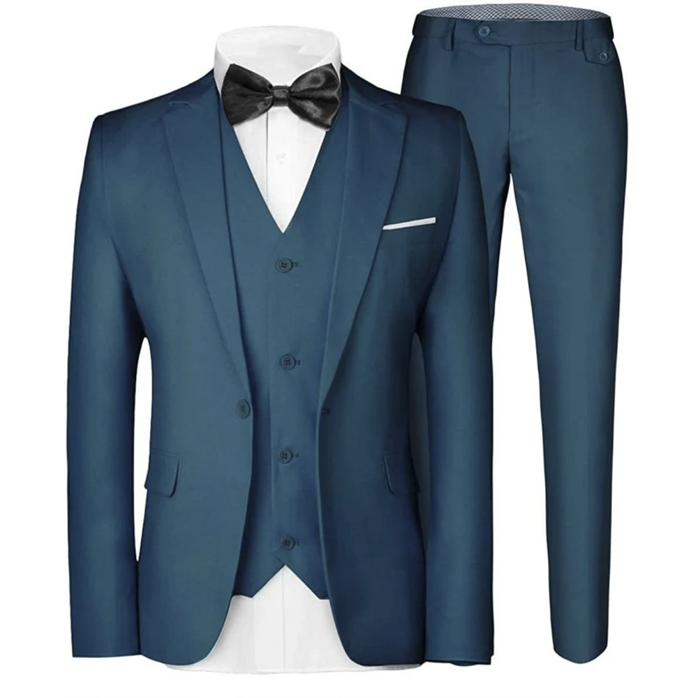 

Wedding Men's Suits 3 Piece Jacket Pants Vest Male Clothing Customized One-Button Notch Lapel Slim Fit Male Clothing Blazer 2025