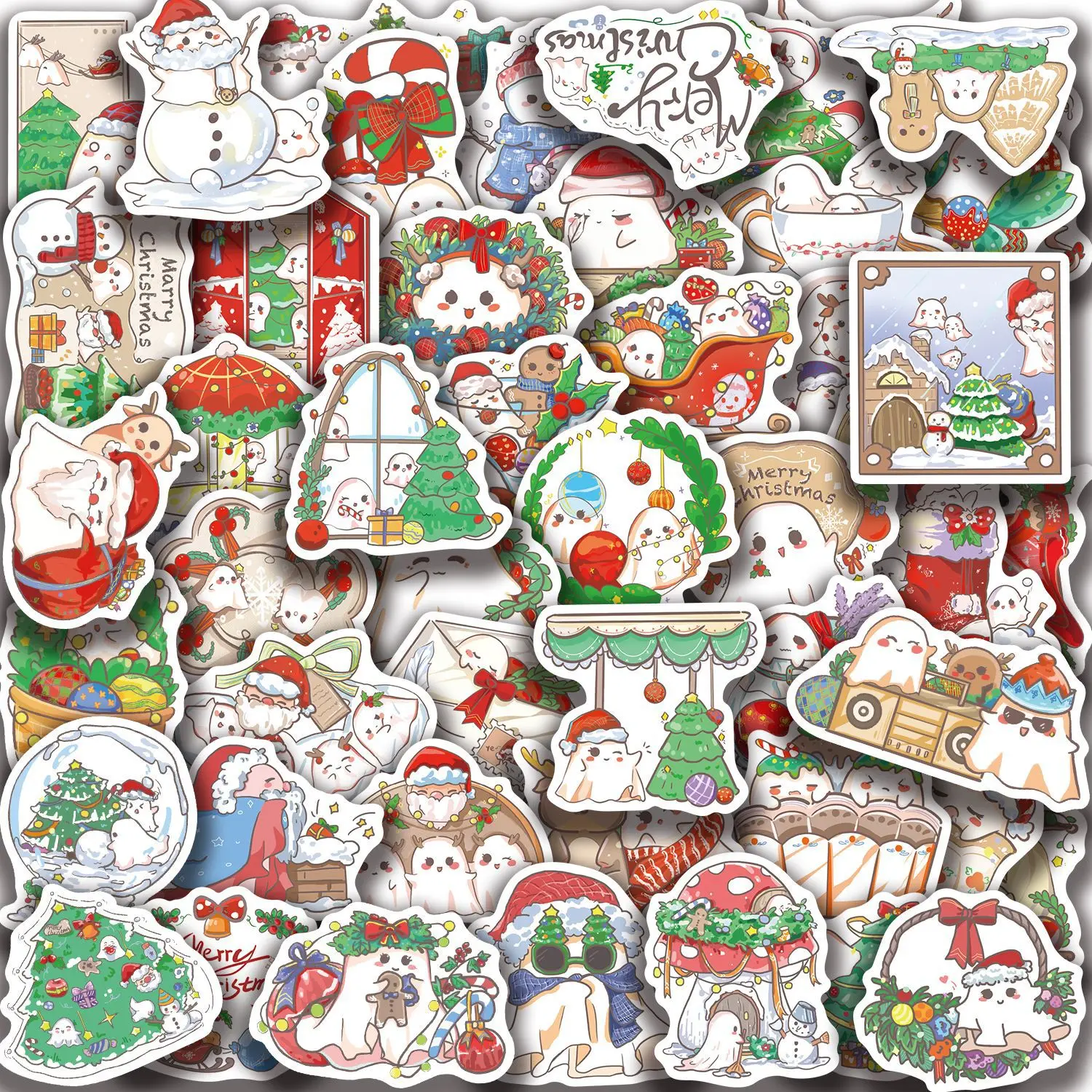 

10/50PCS Aesthetic Cartoon Christmas Ghost Art For Phone Bottle Scrapbook Travel Bag DIY Aesthetic Decals Creative Gifts