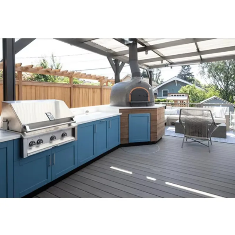 Wood Fired Oven Outdoor Kitchen Modular Set with Heavy Duty Prep Table Counter and Dual Storage Compartments