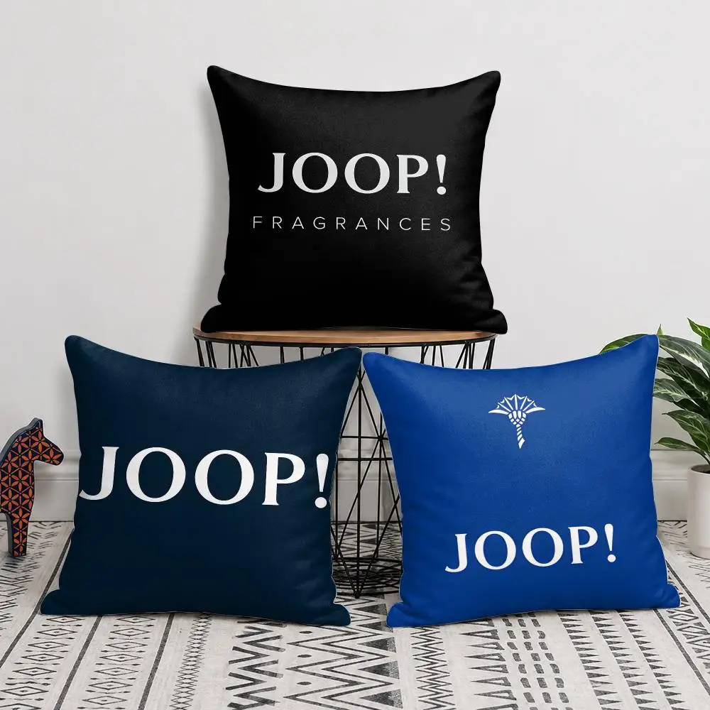 J-JoopS Fashion Logo Cushion Cover Double-Sided Plush Sofa Cushion Covers Organic Breathable Invisible Zipper