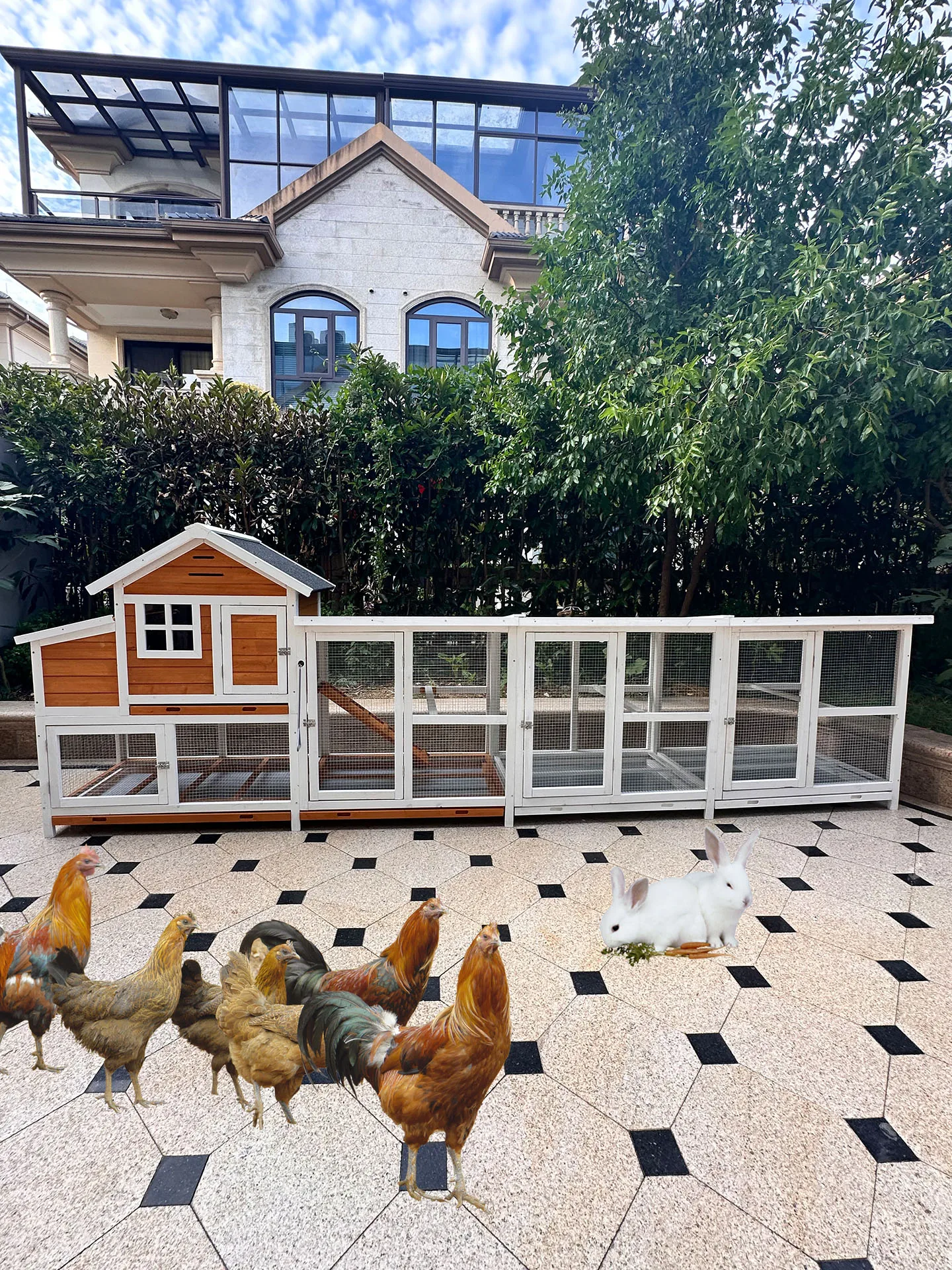 Outdoor household large chicken pigeon cat cage bird rabbit cage, kindergarten pet cage