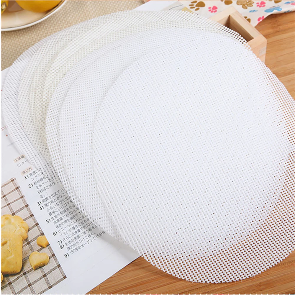 white Round Dumplings bamboo steamer Mat paper Silicone Non Stick Pads Buns Baking Pastry Dim Sum Mesh mat Cooking Accessories