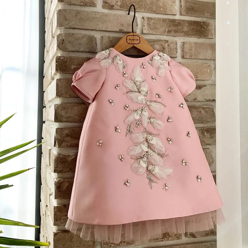 Children's Dress Flower Girl Wedding Little Girl Dress First Birthday Party Evening Dress Fashionable Princess