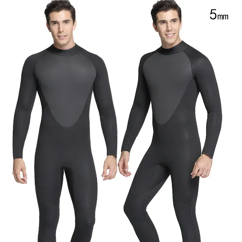 

Wetsuit 5MM Long Sleeve Neoprene Mens Onepiece Swimsuit Spearfishing Underwater Hunting Diving Suit