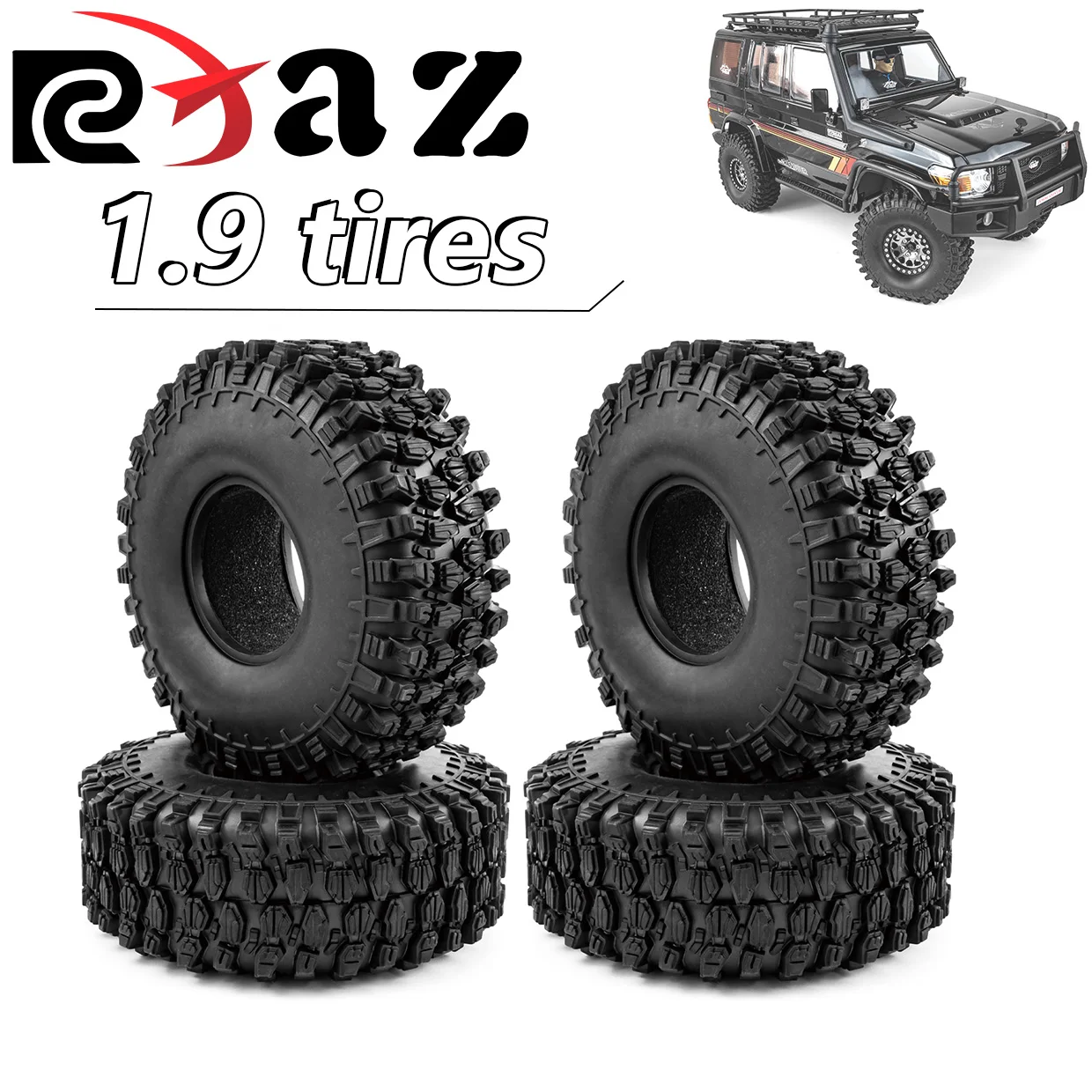 

RCXAZ 4PCS 120MM 1.9 Tires Rubber Rock Tires, for 1:10 RC Rock Crawlers Axial SCX10 90047 D90 D110 TF2 Traxxas TRX-4
