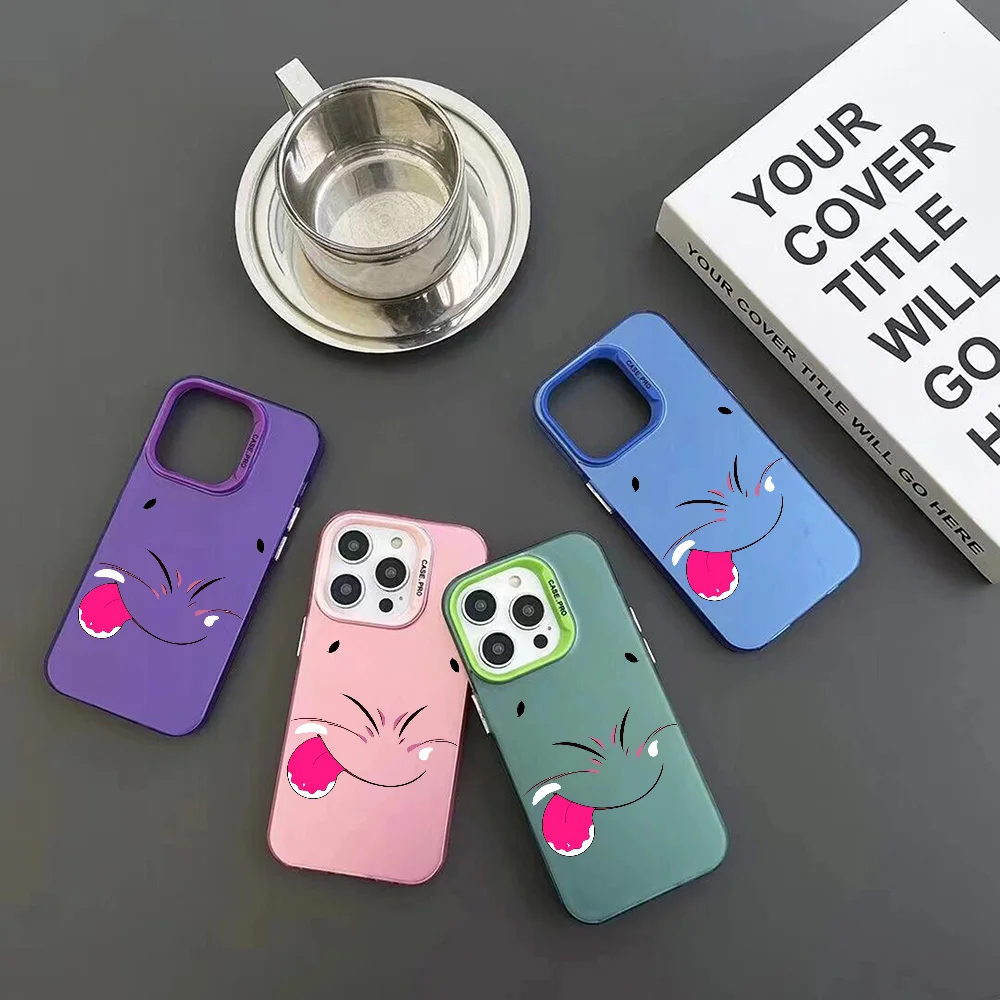 Cute Cartoon Face Phone Case IMD Color Silver Shell For IPhone 16 15 14 13 12 Pro Max Plus