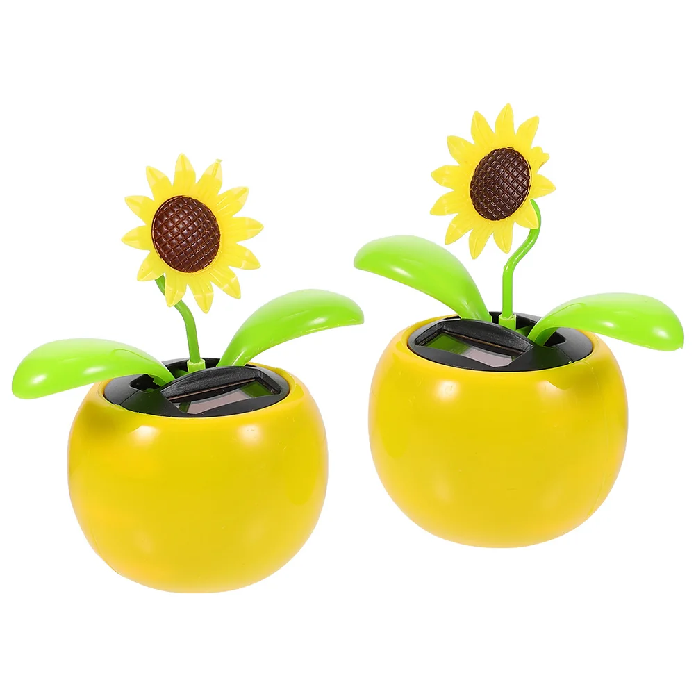 Solar Automatic Swing Car Ornaments (sunflower) Office Decor Plant Shake Your Head Home Decoration Plastic