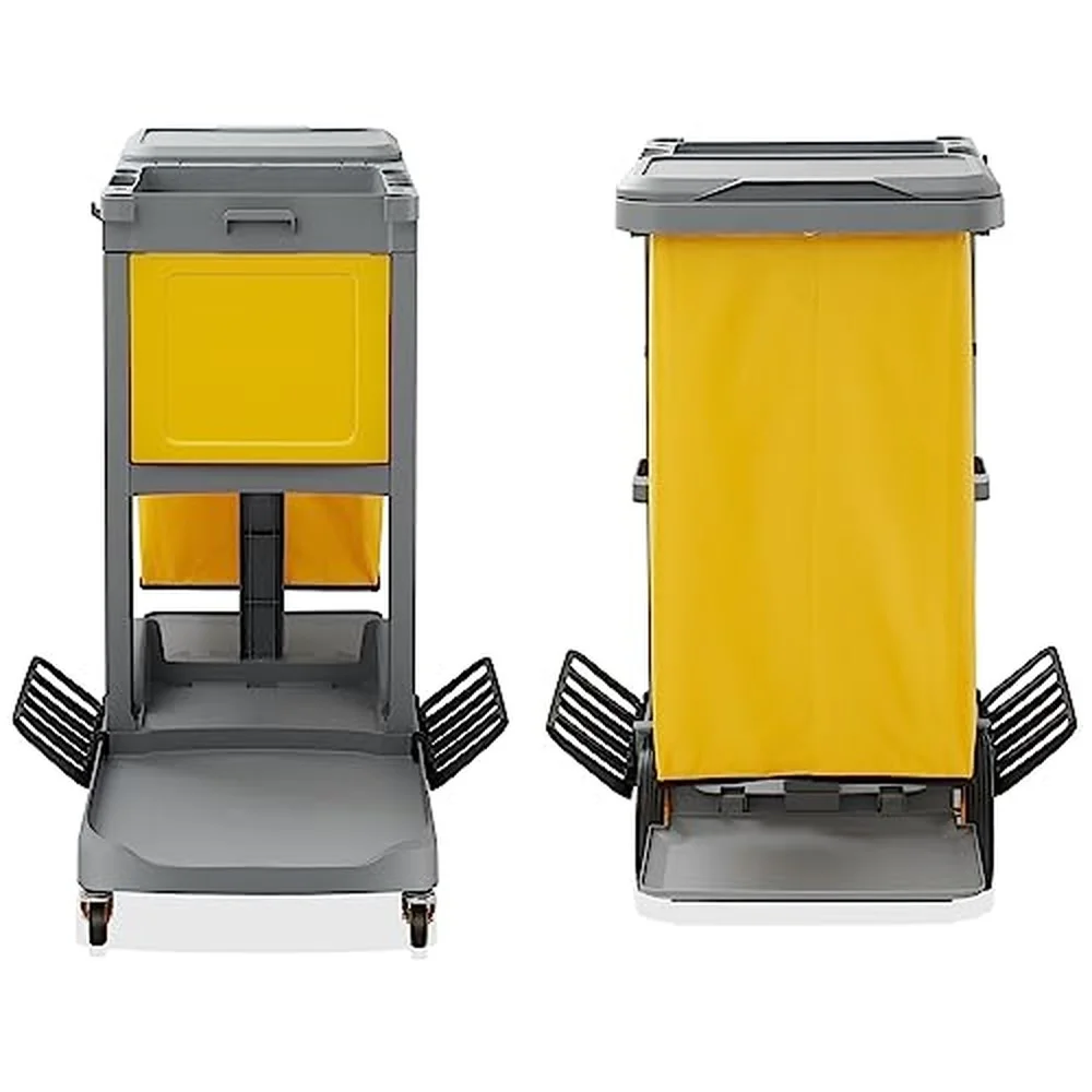 Commercial Janitorial Cleaning Cart on Wheels Housekeeping Caddy with Key Locking Cabinet