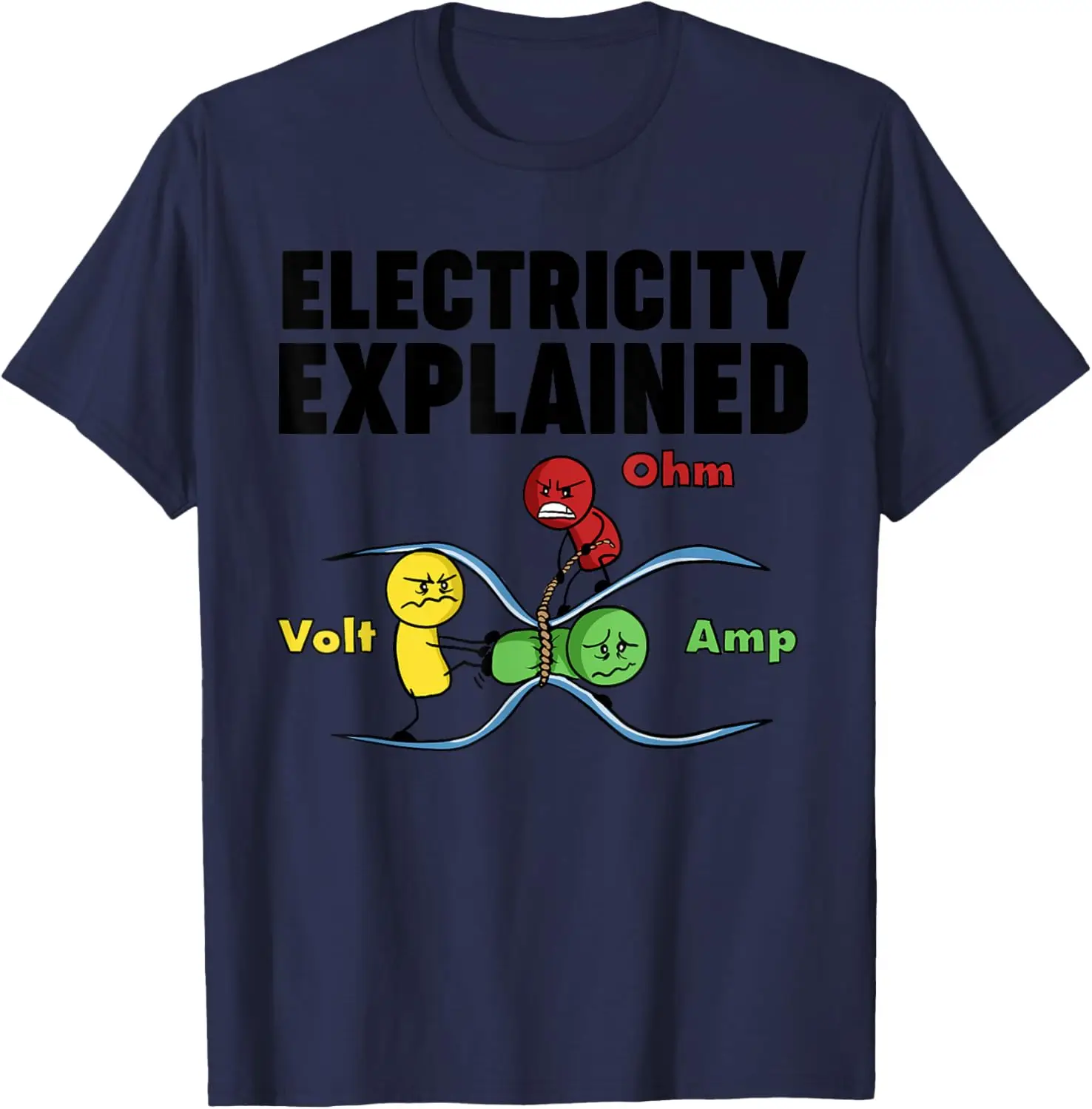 Ohm's Law Electricity Explained Funny Physics Graphic Tee Soft Cotton Short Sleeve T-Shirt