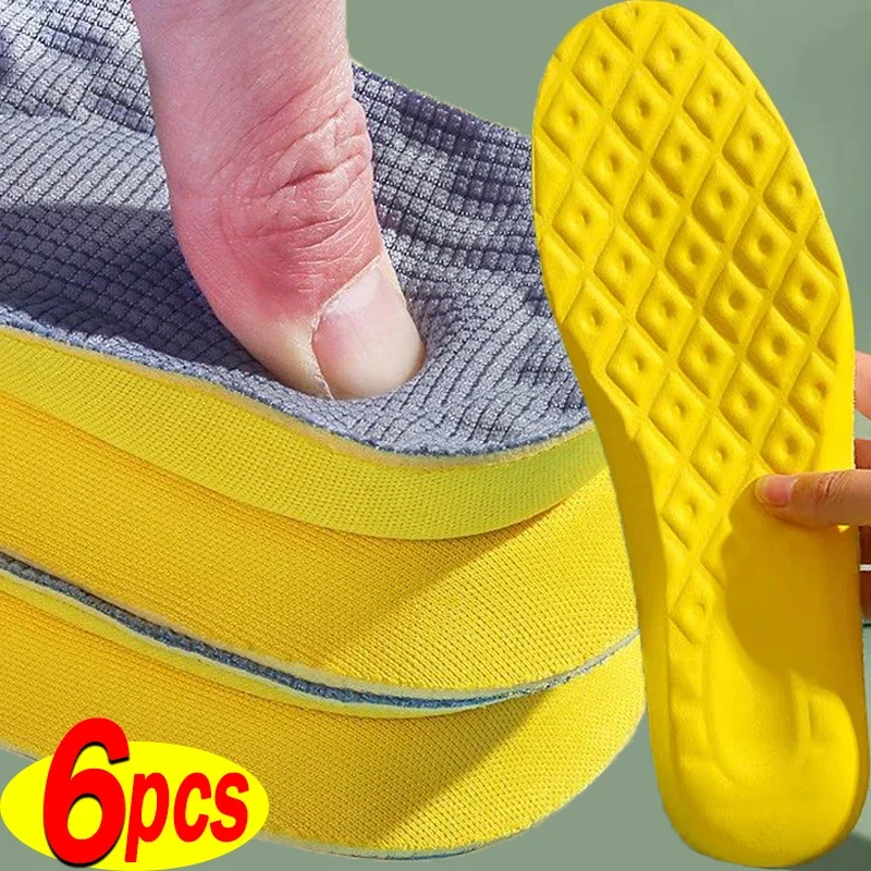 2/6pcs Unisex Memory Foam Insoles Soft Feet Care Deodorant Absorb-Sweat Cushion Women Men Sports Running Shoe Inserts Paddings