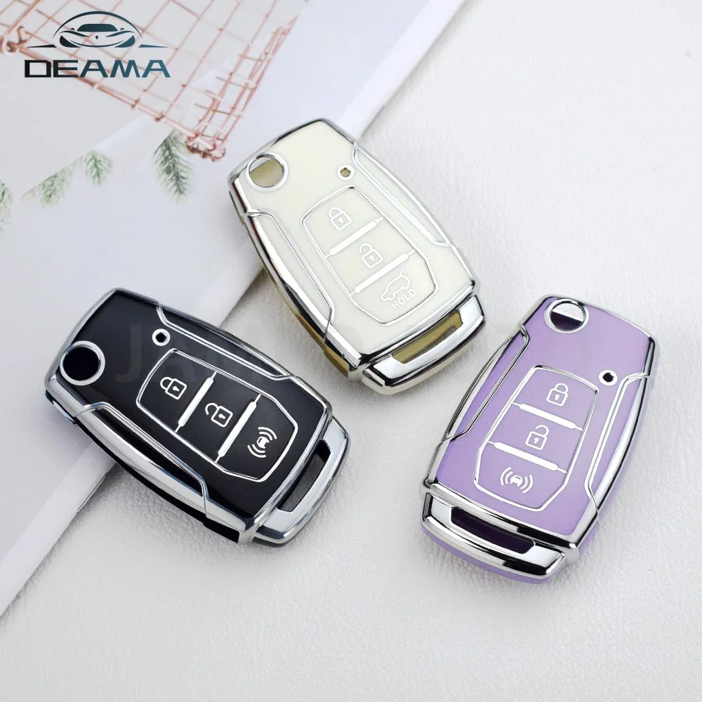 TPU Car Key Cover FOB Case for Ssangyong Korando 215/65 R16 225/60 R17 Remote Key Jacket Protector Car Accessory