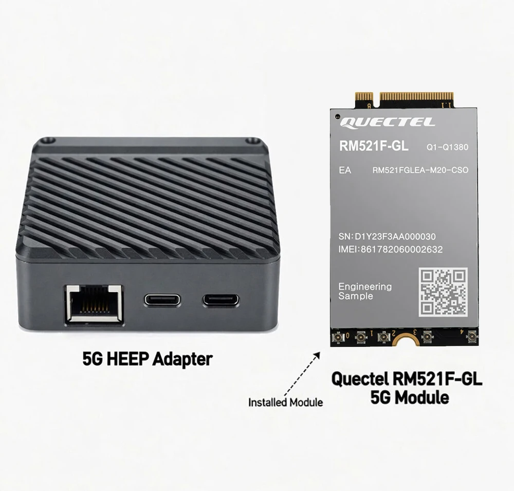 Imagen 5: Módulo 5G RM551, Adaptador de Puerto Ethernet RJ45, Depurador, Placa Adaptadora de M2 a USB 3.0 Tipo-C con Chip RTL8125 de 2.5Gbps