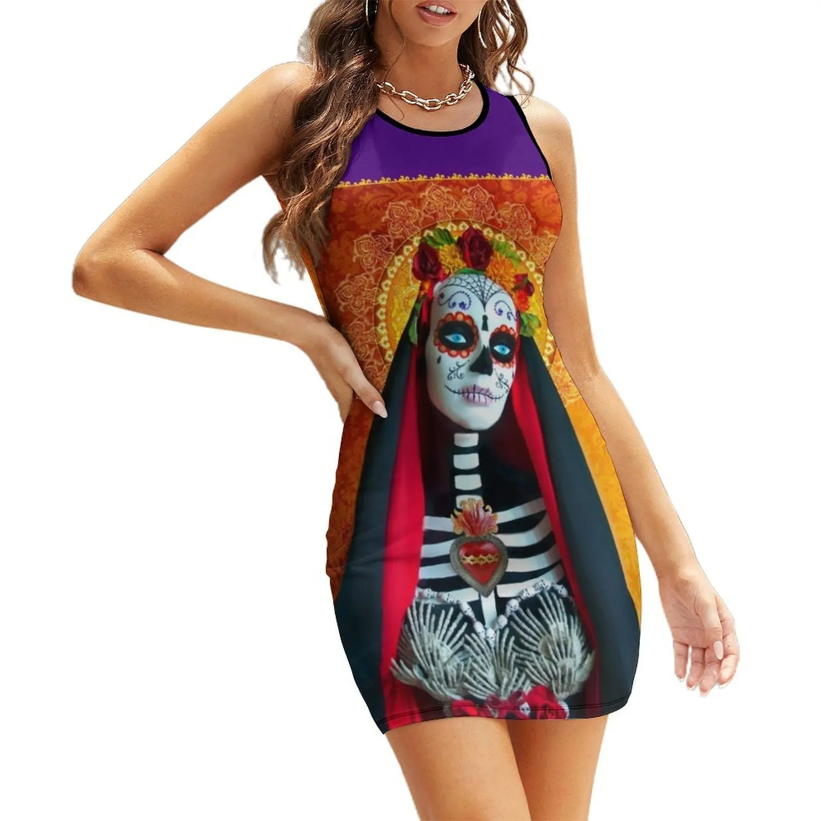 

Santa Muerte Sleeveless Sundress Clothing Women's summer dress luxury evening dresses 2025